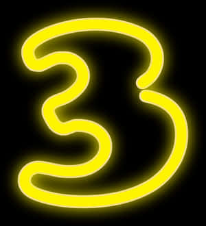 Glowing Neon Number Three PNG with transparent background