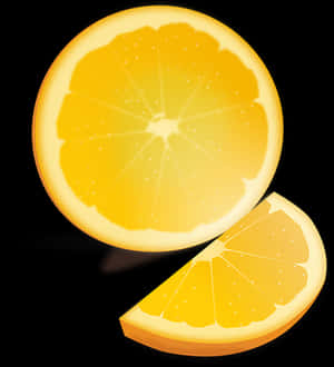 Glowing Orange Sliceand Wedge PNG image with transparent background