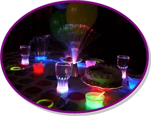 Glowing Party Table Setup PNG Image