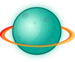 Glowing Ringed Planet Illustration PNG Image