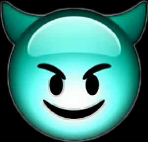Glowing Teal Devil Emoji PNG