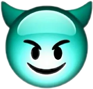 Glowing Teal Devil Emoji PNG Image