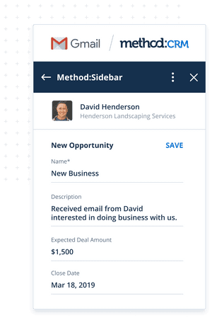 New Opportunity Screen In Method's Crm Gmail Integration - Method, HD Png Download PNG image with transparent background