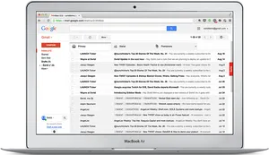 Gmail Inbox Interfaceon Mac Book PNG Image