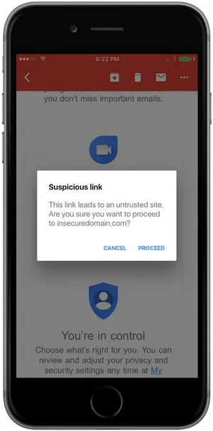 Gmail Suspicious Link Warningon Phone PNG Image
