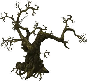 Gnarled_ Bare_ Tree_ Graphic PNG Image