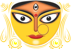 Goddess Durga Face Art PNG Image