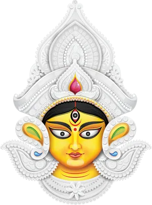 Goddess Durga Face Illustration PNG Image