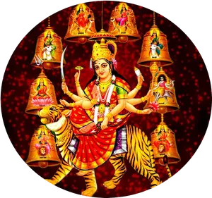 Goddess Durga Multi Armed Deity PNG Image