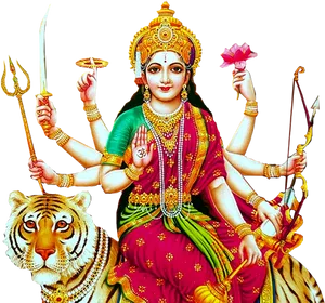 Goddess Durga Multi Armed Deity PNG Image