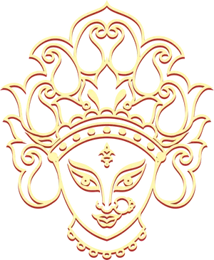 Goddess Durga Outline Artwork PNG Image