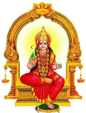 Goddess Durga Seatedon Lotus PNG Image