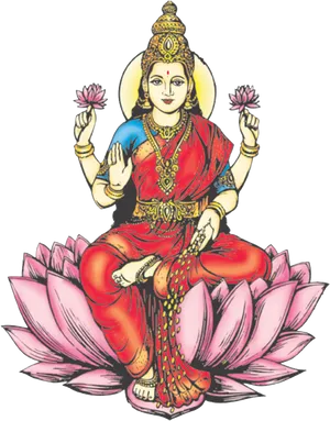 Goddess_ Lakshmi_on_ Lotus PNG Image