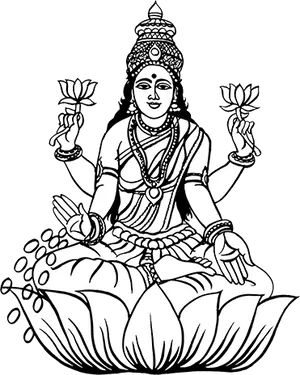 Goddess_ Lakshmi_ On_ Lotus_ Vector_ Art PNG Image