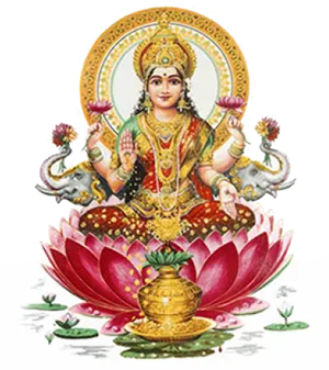 Goddess_ Lakshmi_ Seated_on_ Lotus PNG Image