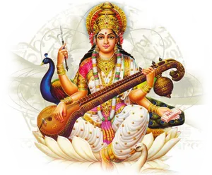 Goddess_ Saraswati_ Artistic_ Representation.png PNG Image