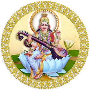 Goddess_ Saraswati_ Illustration PNG Image