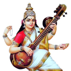 Goddess_ Saraswati_ Playing_ Veena PNG Image