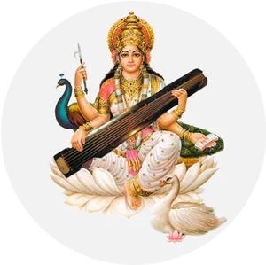 Goddess Saraswati Traditional Depiction PNG Image