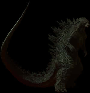 Godzilla Silhouette Against Black Background PNG image with transparent background