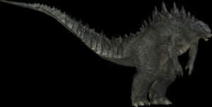 Godzilla Silhouette Against Black PNG image with transparent background