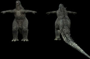 Godzilla3 D Model Comparison PNG image with transparent background
