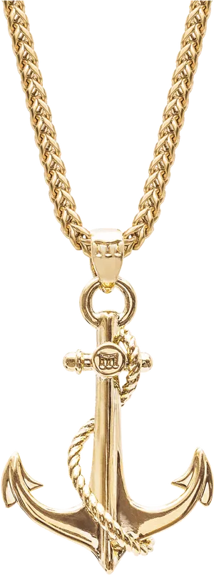 Gold Anchor Pendant Chain Necklace PNG Image