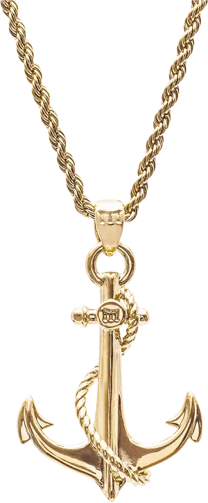 Gold Anchor Pendant Necklace PNG Image