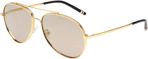 Gold Aviator Sunglasses Product View PNG Image