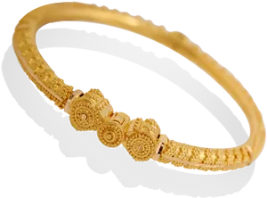 Gold Bangle Design Ornate Carvings PNG Image