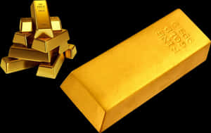 Gold Barsand Ingot Display PNG image with transparent background