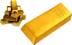 Gold Barsand Ingot Display PNG Image