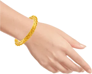 Gold Braceleton Wrist Display PNG Image