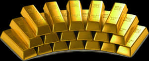 Gold Bullion Bars Display PNG image with transparent background