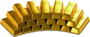 Gold Bullion Bars Display PNG Image