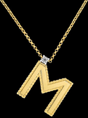 Gold Chainwith Lightning Pendantand Diamond PNG image with transparent background
