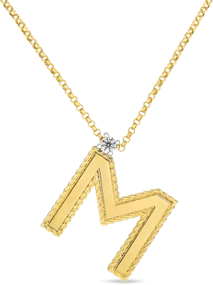 Gold Chainwith Lightning Pendantand Diamond PNG Image