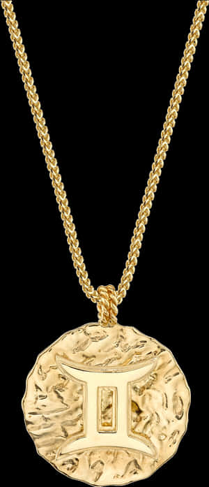 Gold Chainwith Textured Pendant PNG image with transparent background