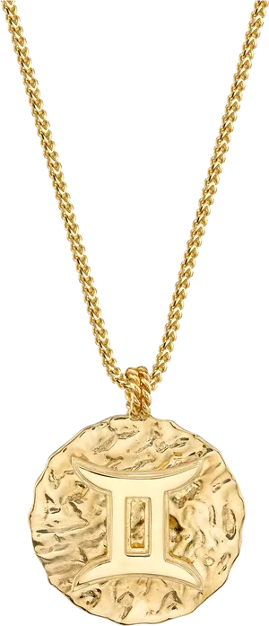 Gold Chainwith Textured Pendant PNG Image