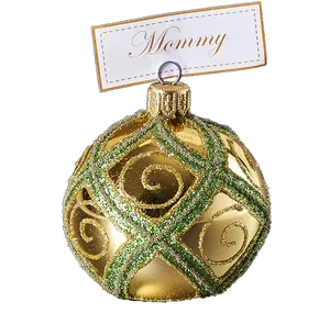 Gold Christmas Ornamentwith Mommy Tag PNG Image