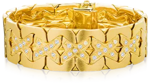 Gold Diamond Bangle Bracelet PNG Image