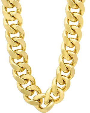 Gold Diamond Cuban Link Chain PNG Image