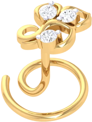 Gold Diamond Nose Ring Design PNG Image