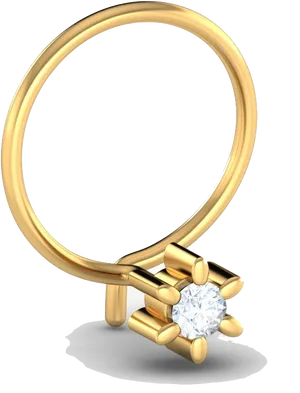 Gold Diamond Nose Ring Design PNG Image