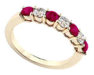Gold Diamond Ruby Eternity Ring PNG image with transparent background