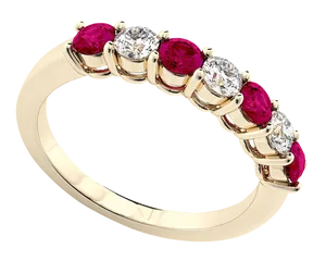Gold Diamond Ruby Eternity Ring PNG Image