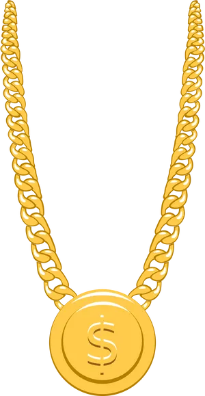 Gold Dollar Chain Graphic PNG Image