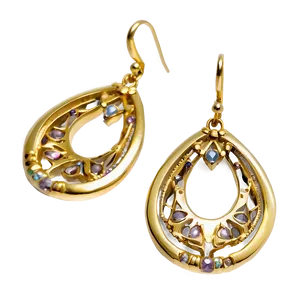 Gold Earrings D PNG Image