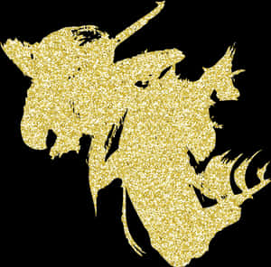 Gold Glitter Bull Silhouette PNG image with transparent background