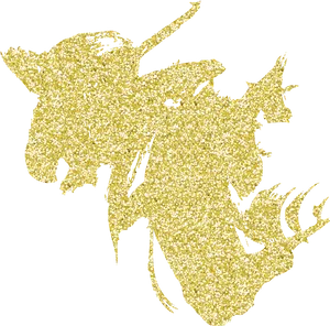 Gold Glitter Bull Silhouette PNG Image